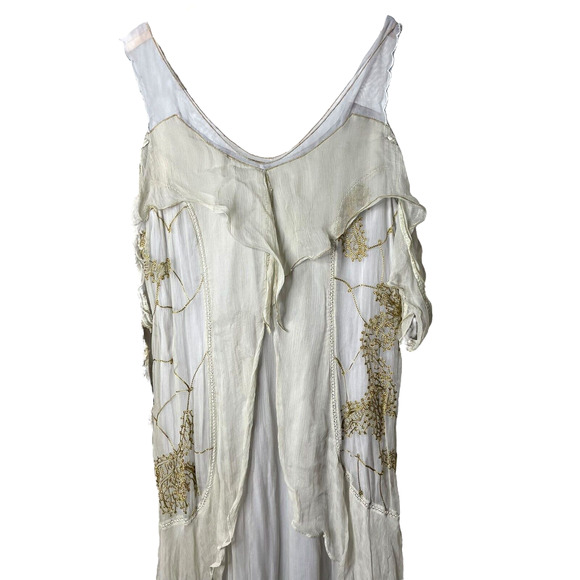 Nataya Empire FairyCore Garden Floral Embroidered Dress Lace Up Sage Gray Large - Picture 3 of 12